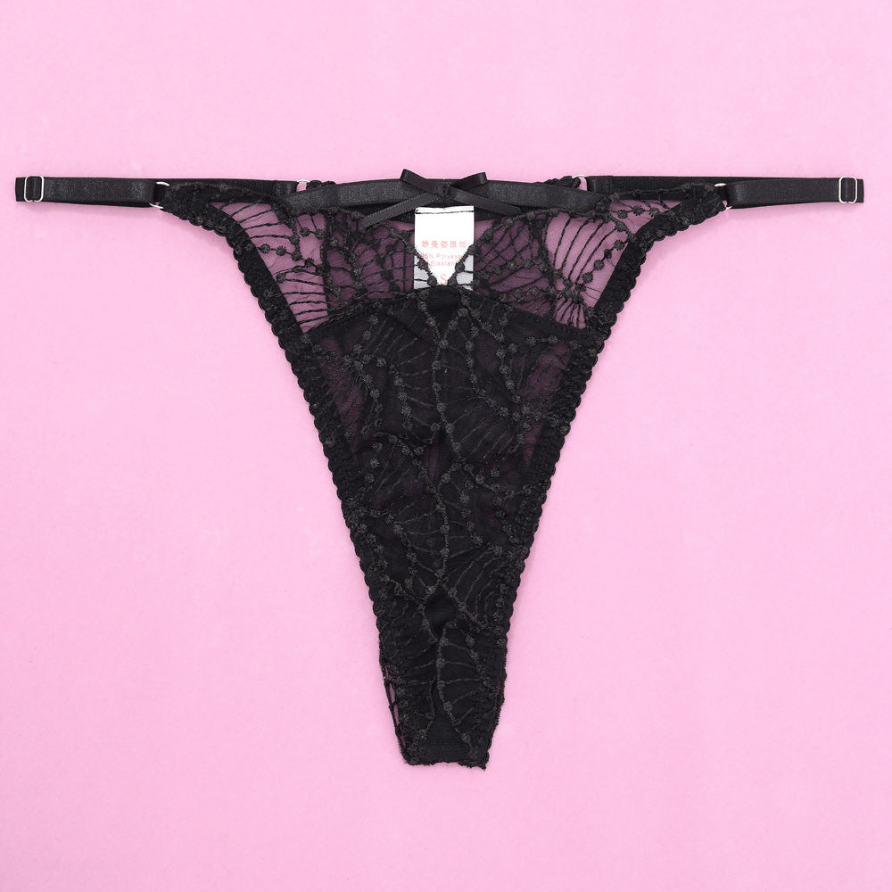 Elegance Sheer Bra and Panty Ensemble with Suspenders Panty Details