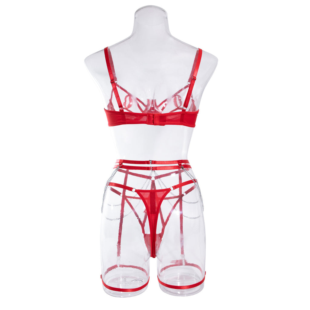 Wholesale Valentines Underwear Set with Red Lips Design Back View