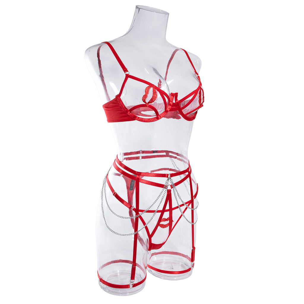 Wholesale Valentines Underwear Set with Red Lips Design Side View